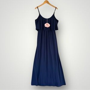 Show Me Your MuMu Navy Blue Maxi Dress with Ruffle Bodice NWT